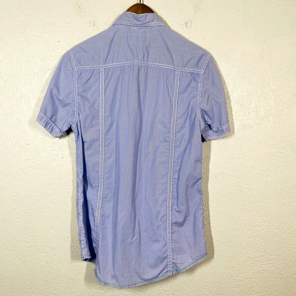 Burton Contrast Stitch Button Up Shirt Short Sleeve Stripe Casual Sport - S - Picture 4 of 4